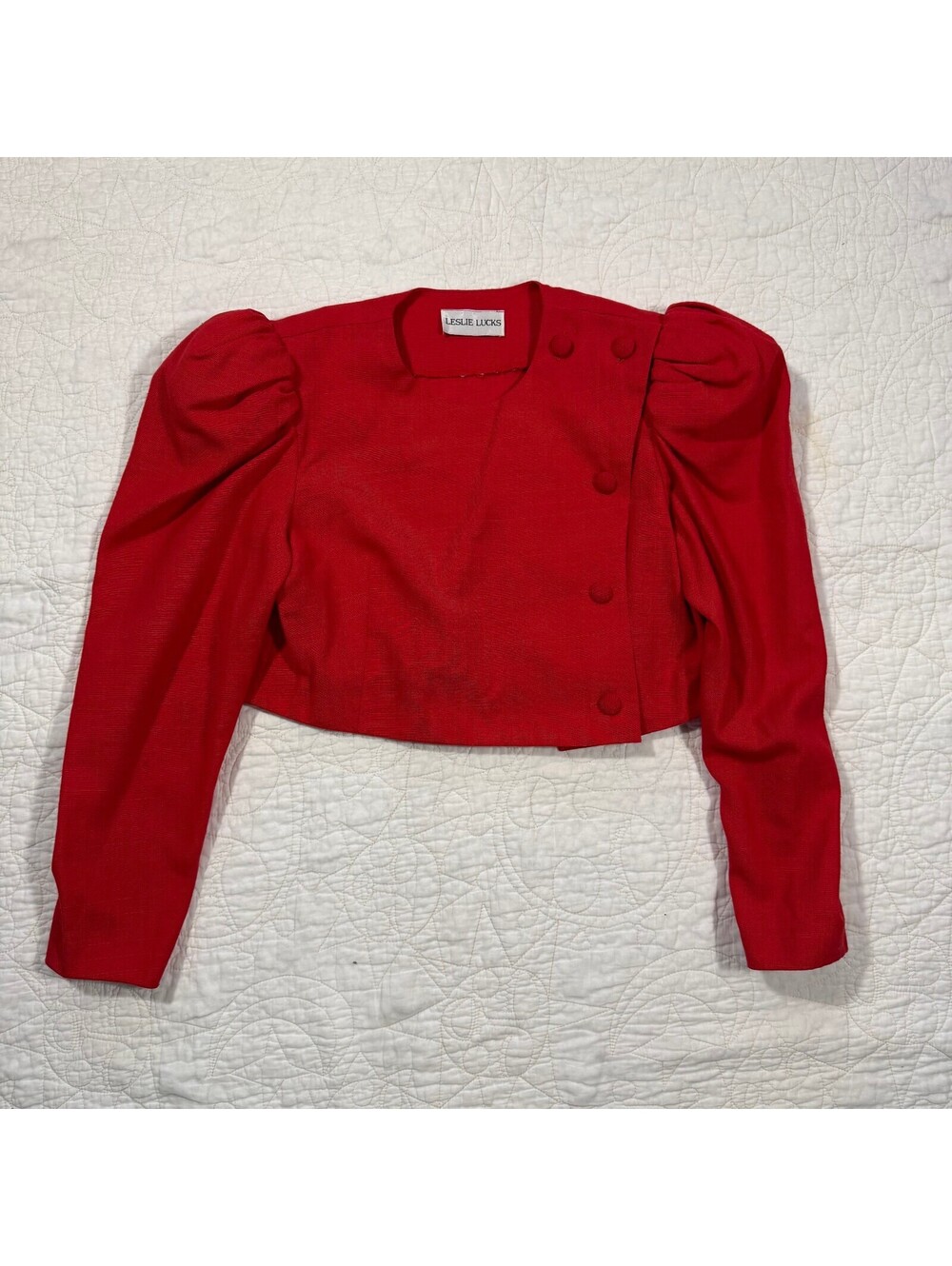 1980s Vintage Leslie Lucks Vibrant Red Cropped Jacket size small